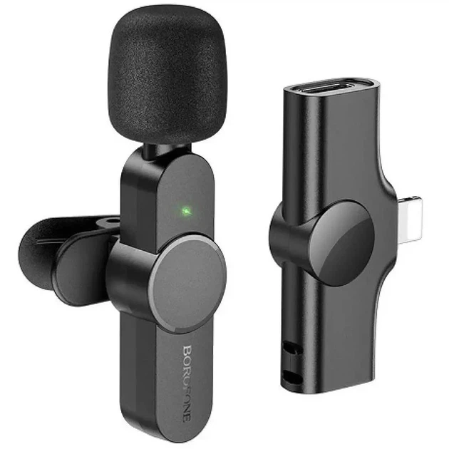 Петличный микрофон Borofone BFK12 Trophy беспроводной Lightning 32 dB черный - Фото 1 Петличный микрофон Borofone BFK12 Trophy беспроводной Lightning 32 dB черный - изображение 1