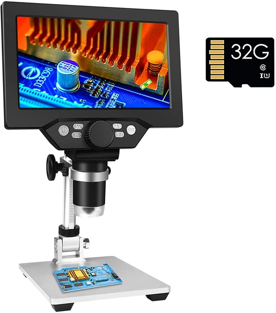 Цифровой микроскоп GAOSUO G1200HD 12Мп 7" LCD подсветка увеличение до 1200X металлический - Фото 3 Цифровой микроскоп GAOSUO G1200HD 12Мп 7" LCD подсветка увеличение до 1200X металлический - изображение 3