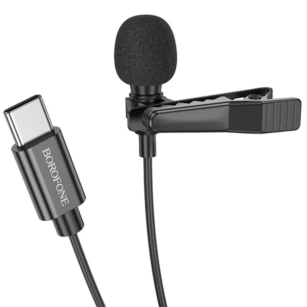 Микрофон петличный Borofone BFK11 Type-C 2 м черный - изображение 2
