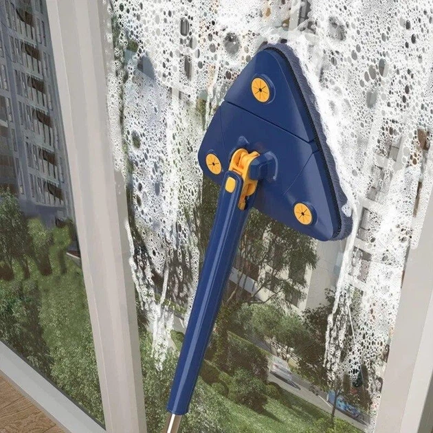 Трикутна швабра Multi Function з поворотом на 360° та телескопічною ручкою 1,5–2 м, Швабра для підлоги, стін, вікон і стелі - Фото 4 Трикутна швабра Multi Function з поворотом на 360° та телескопічною ручкою 1,5–2 м, Швабра для підлоги, стін, вікон і стелі - изображение 4
