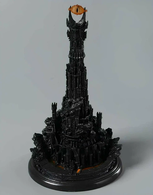 Колекційна фігурка Око Саурона The Lord of the Rings Володар Перснів 18 см висота деталізована модель Темна Вежа Барад-дур з вогненним оком для шанувальників темного фентезі та творчості Толкіна ПВХ ABS статуетка декор для інтер’єру - зображення 2