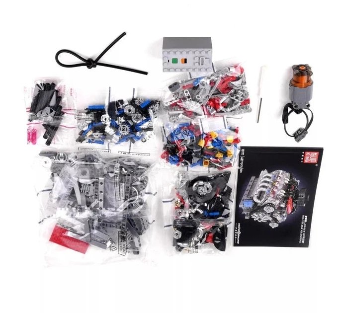 Конструктор Mould King 10171 Chevrolet Chevy V8 LSX 454 моторизована модель двигуна 487 деталей з рухомими поршнями колінвалом та вентилятором для вивчення механіки автомобілів та технічного моделювання - зображення 9