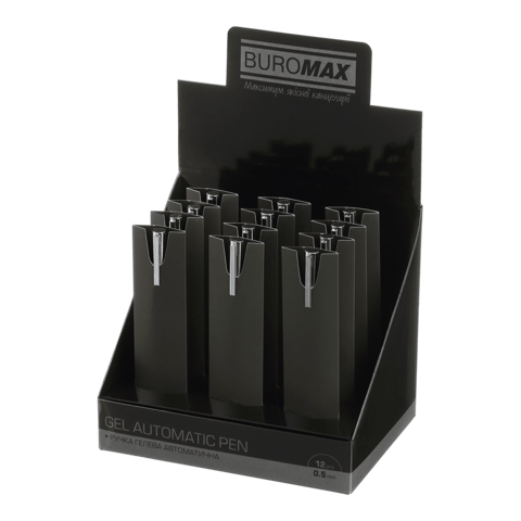 Ручка гелева авт. BUROMAX 83102-25 PRESTIGE SILVER 0,5мм синя, корпус коричневий (12) /BM.83102-25/ - изображение 4