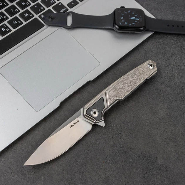 Нож складной туристический Ruike P875-SZ, (8.9 см) 14C28N / steel 420 серый - изображение 4