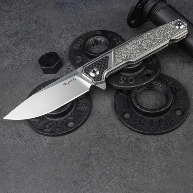 Нож складной туристический Ruike P875-SZ, (8.9 см) 14C28N / steel 420 серый - изображение 5