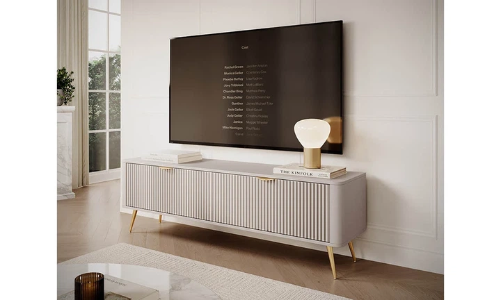 Тумба ТВ мала Лагуна 2д беж ДСП + МДФ 163х38х51 см - Фото 5 Тумба ТВ мала Лагуна 2д беж ДСП + МДФ 163х38х51 см - изображение 5