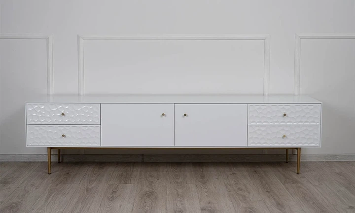 Тумба ТВ Аляска низкая МДФ 2120x445x520 см белая - изображение 4