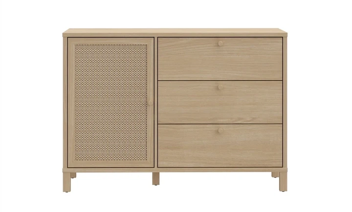 Комод левый 1д3ш Nortado ламинированное ДСП 116,3x42x82,5 см дуб элегант/техноротанг - Фото 1 Комод левый 1д3ш Nortado ламинированное ДСП 116,3x42x82,5 см дуб элегант/техноротанг - изображение 1