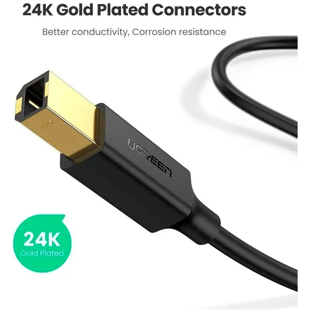 Кабель UGREEN US135 USB 2.0 AM to BM Print Cable 1m (Black) - изображение 3