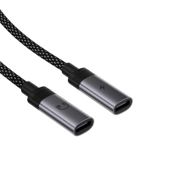Аудіокабель ACEFAST J14 USB-C 2-in-1 charging audio adapter Black - Фото 4 Аудіокабель ACEFAST J14 USB-C 2-in-1 charging audio adapter Black - изображение 4
