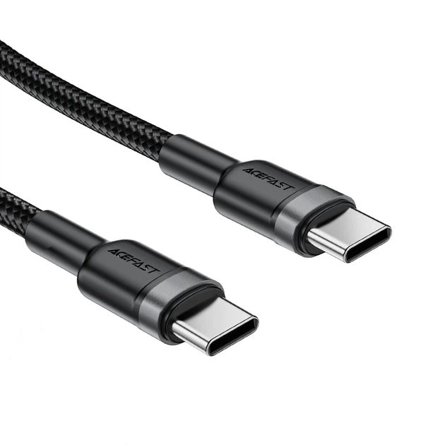 Кабель ACEFAST C22-03, Type-C to Type-C, 60W, 3A, 1.2m, Nylon Braid, Aluminum Alloy + TPE connectors, Black - Фото 4 Кабель ACEFAST C22-03, Type-C to Type-C, 60W, 3A, 1.2m, Nylon Braid, Aluminum Alloy + TPE connectors, Black - изображение 4