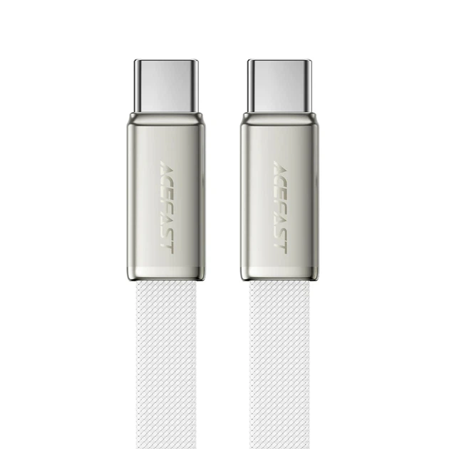 Кабель ACEFAST C24-03, Type-C to Type-C, 60W, 3A, 1.2m, Braided wire, Zinc alloy + TPE connectors, White - Фото 1 Кабель ACEFAST C24-03, Type-C to Type-C, 60W, 3A, 1.2m, Braided wire, Zinc alloy + TPE connectors, White - изображение 1