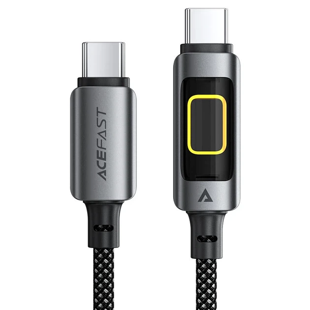 Кабель ACEFAST C21-03, Type-C to Type-C, 60W, 1.2m, Nylon, Aluminum Alloy connectors, Black - Фото 1 Кабель ACEFAST C21-03, Type-C to Type-C, 60W, 1.2m, Nylon, Aluminum Alloy connectors, Black - изображение 1