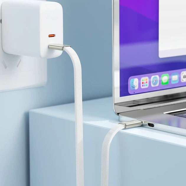 Кабель ACEFAST C24-03, Type-C to Type-C, 60W, 3A, 1.2m, Braided wire, Zinc alloy + TPE connectors, White - Фото 7 Кабель ACEFAST C24-03, Type-C to Type-C, 60W, 3A, 1.2m, Braided wire, Zinc alloy + TPE connectors, White - изображение 7