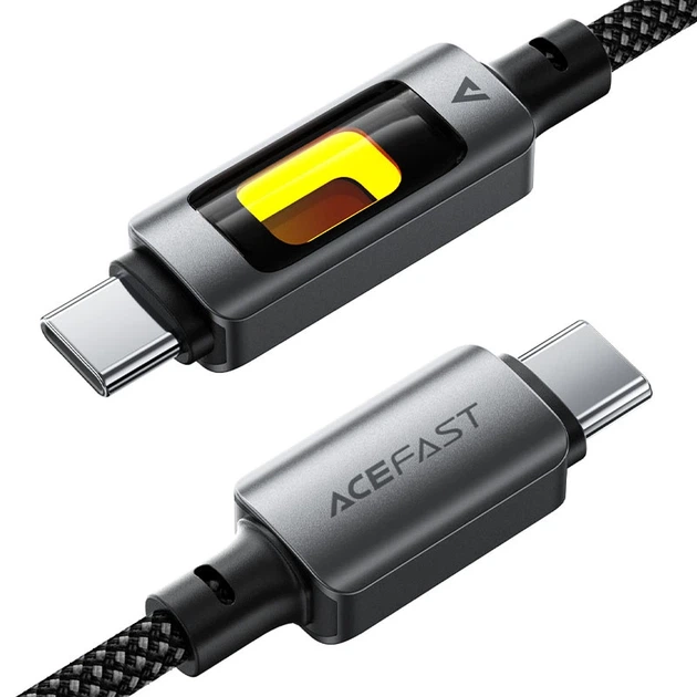 Кабель ACEFAST C21-03, Type-C to Type-C, 60W, 1.2m, Nylon, Aluminum Alloy connectors, Black - Фото 5 Кабель ACEFAST C21-03, Type-C to Type-C, 60W, 1.2m, Nylon, Aluminum Alloy connectors, Black - изображение 5