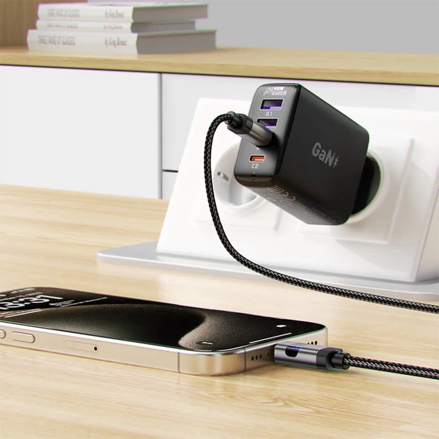 Кабель ACEFAST C15-03 USB-C to USB-C zinc alloy digital display braided charging data cable Black - Фото 7 Кабель ACEFAST C15-03 USB-C to USB-C zinc alloy digital display braided charging data cable Black - изображение 7