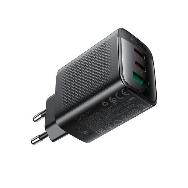 Мережевий зарядний пристрій ACEFAST A108 PD67W GaN (2*USB-C+USB-A) charger Black - изображение 6