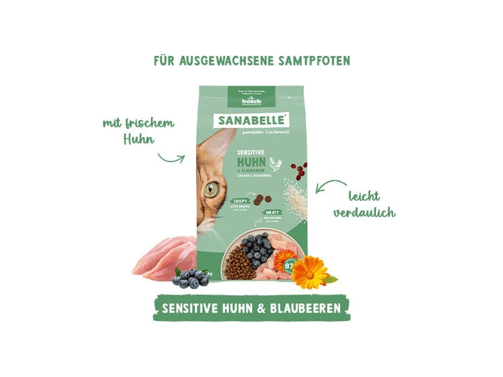 Сухий корм для котів Sanabelle Sensitive Chicken & Blueberries з куркою та чорницею 2 кг 857102 - зображення 3