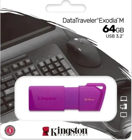 Флешка Kingston DataTraveler Exodia M 64 ГБ USB 3.2 Gen 1 фіолетова - изображение 4