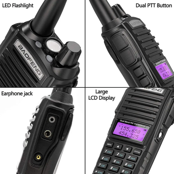 Двухдиапазонная рация Baofeng BF UV82 VHF UHF 8 Вт до 10 км с зарядной станцией черная - изображение 5