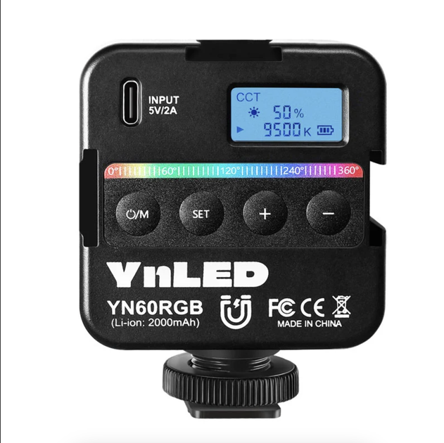 Накамерне відеосвітло Yongnuo YN 60 RGB, портативна міні-світлодіодна панель для камери - зображення 4