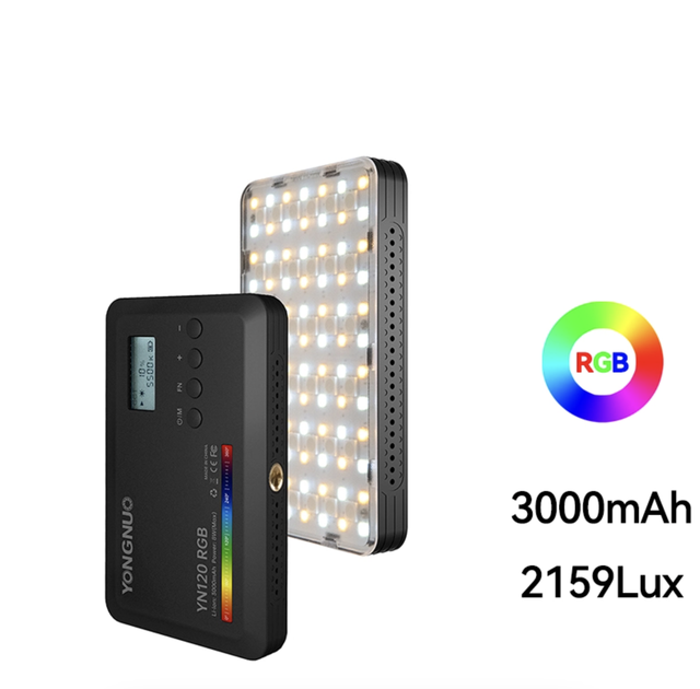 Портативне відеосвітло Yongnuo YN120 RGB із вбудованим акумулятором 2500K-9900K - зображення 5