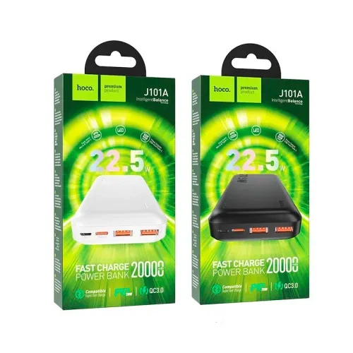 Павербанк Power Bank HOCO J101A Astute 20000 mAh 22.5W PD20W White портативный аккумулятор с быстрой зарядкой и LED-дисплеем - Фото 3 Павербанк Power Bank HOCO J101A Astute 20000 mAh 22.5W PD20W White портативный аккумулятор с быстрой зарядкой и LED-дисплеем - изображение 3