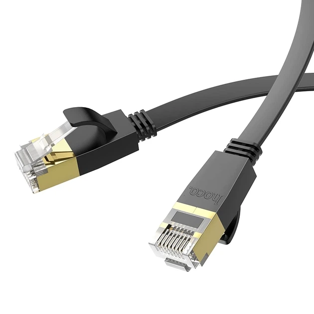 Кабель сетевой патч-корд HOCO US07 Cat.6 Gigabit Ethernet LAN RJ45 Плоский 20м Black (HOCO-US07) для интернета - изображение 2