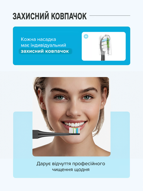 Змінні відбілюючі насадки HX664P для електричної зубної щітки (сумісні з Philips Optimal White), 4 шт., Чорні - изображение 5