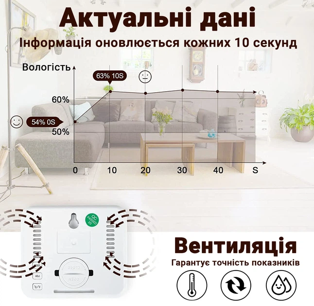 Цифровой термометр гигрометр Uchef CX0813 с часами и календарем Белый - изображение 8