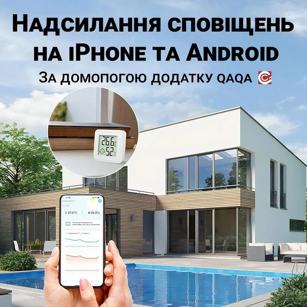 Термогигрометр UChef YZ-6045b Bluetooth для измерения температуры и влажности белый - изображение 4