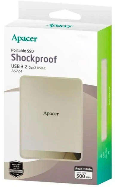 Портативний SSD Apacer AS724 1TB USB 3.2 Gen.2 Type-C Read/Write 500 MB/s Cream (KST-AP1TBAS724C-1) - изображение 5