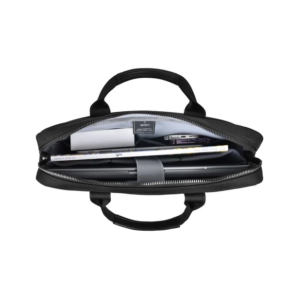 Сумка для ноутбука 14" WIWU Hali Laptop Bag влагозащищенный портфель для MacBook, черная - Фото 3 Сумка для ноутбука 14" WIWU Hali Laptop Bag влагозащищенный портфель для MacBook, черная - изображение 3