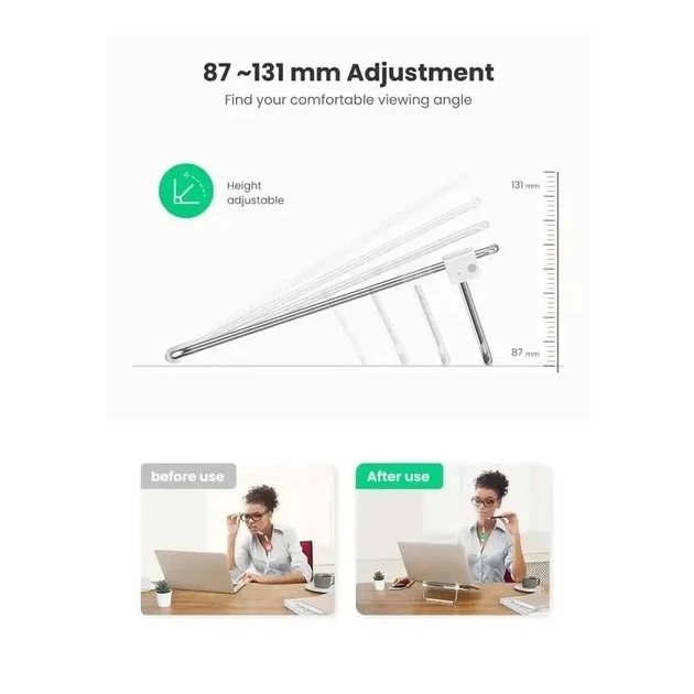 Сложная регулируемая подставка для ноутбука UGREEN LP230 Desktop Laptop Stand (Silver) (UGR-80348) до 17 - изображение 4