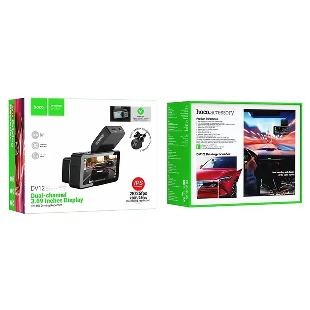 Автомобильный видеорегистратор HOCO DV12 2K GPS с задней камерой и Wi-Fi, автомобильная двухкамерная камера 3.69 - изображение 2