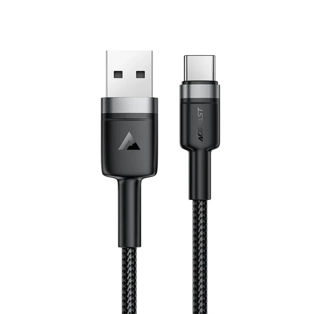 Кабель USB to Type-C ACEFAST C22-04 3A 1.2m Nylon Braid Black (Быстрый кабель для зарядки телефона, планшета, павербанка) - изображение 3