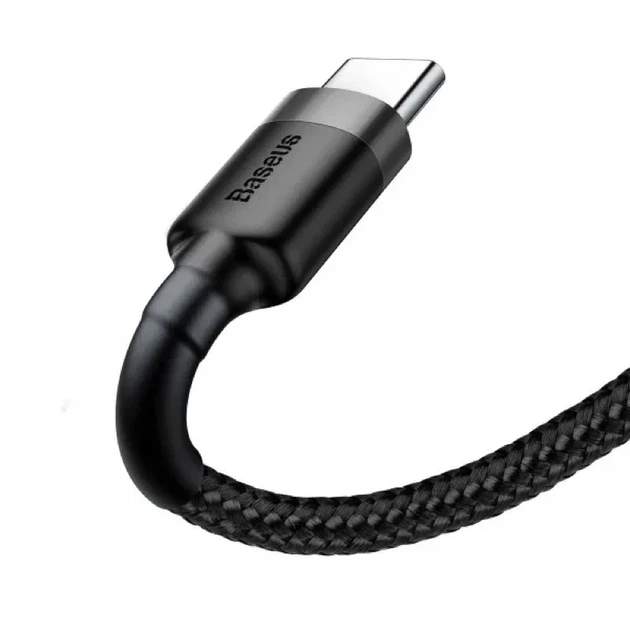 Кабель для быстрой зарядки Baseus Cafule Cable USB for Type-C 3A 1м Серо-Черный (CATKLF-BG1) - зображення 4