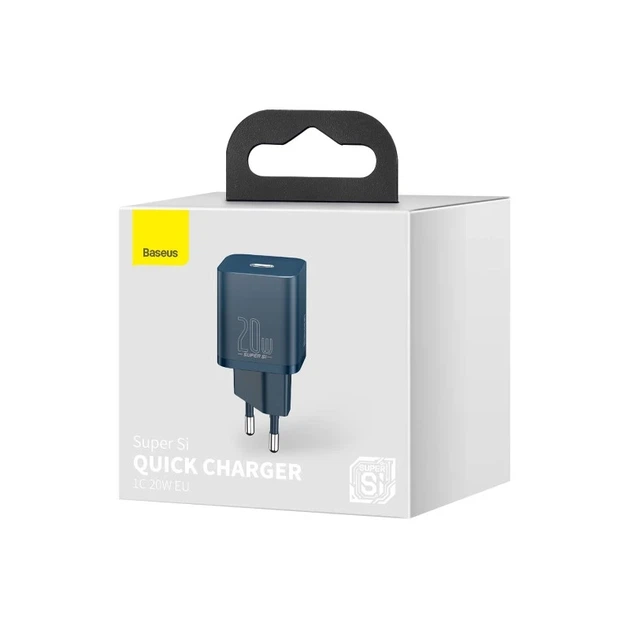 Мережевий зарядний пристрій Baseus Super Si Quick Charger Type-C 20W Синій/Швидке заряджання блок для iPhone Samsung - Фото 3 Мережевий зарядний пристрій Baseus Super Si Quick Charger Type-C 20W Синій/Швидке заряджання блок для iPhone Samsung - зображення 3