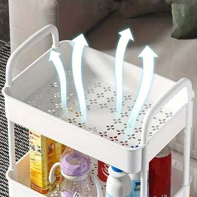 Этажерка на колесах 4 полки белая напольная Storage rack AN906 - изображение 4