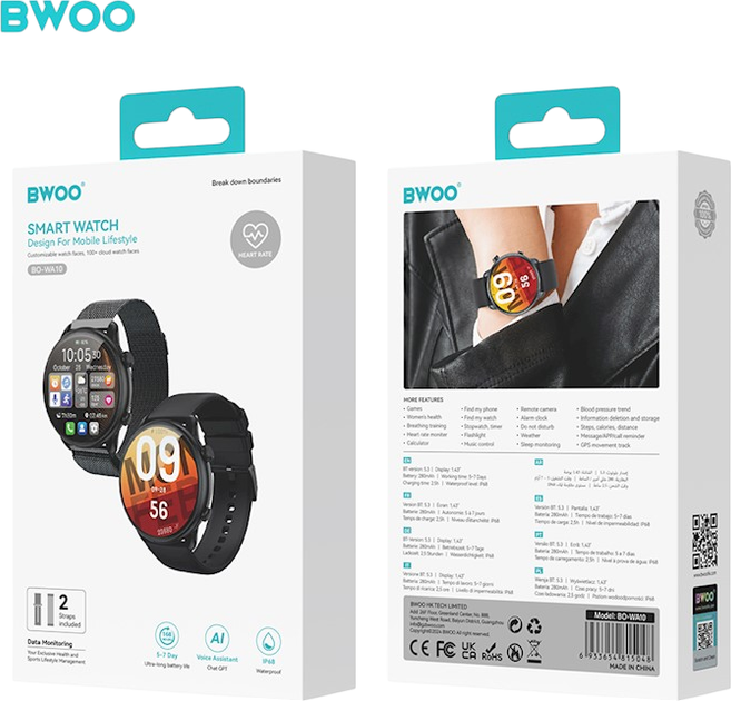 Smartwatch Bwoo WA-10 1.43” AMOLED Black (6933654815048) - obraz 3