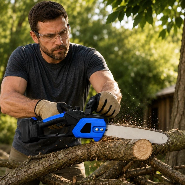 Аккумуляторная цепная пила 12''+2 АКБ 21В Electric Saw Электропила 15000 мАч - изображение 5
