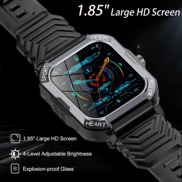 Смарт-годинник Xinwld H30 Bluetooth 1.85" IP68 із дзвінками 113 спортрежимів Black - зображення 4