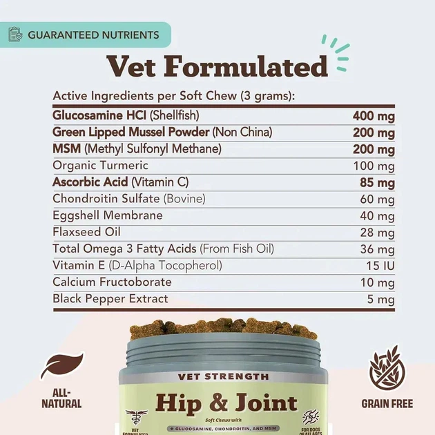Ветеринарная добавка для суставов и связок Vet Strength Hip&Joint Natural Dog Company, 90 шт (741099001829) - изображение 6