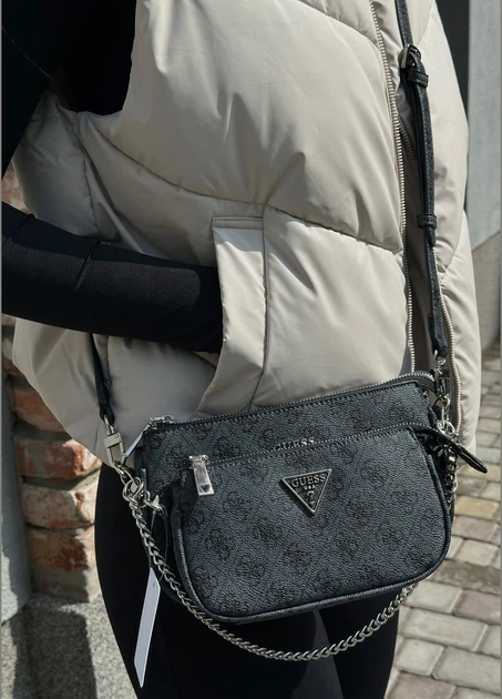 Женская сумка Guess 136 кросс-боди серая - изображение 6