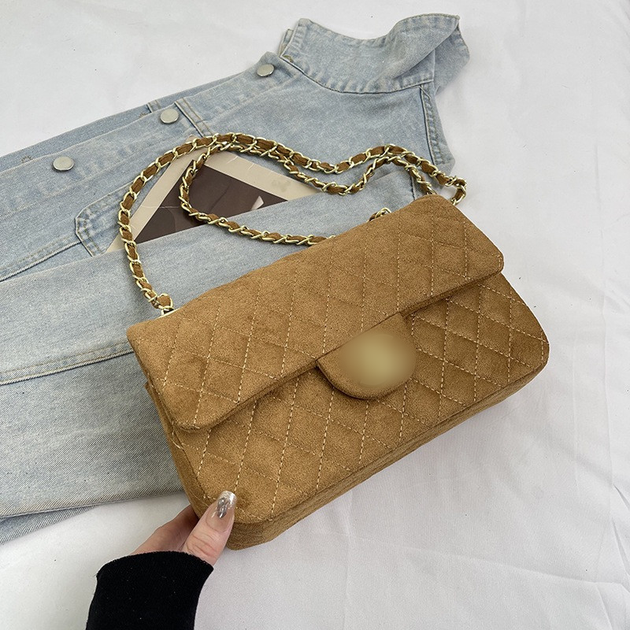 Женская сумка кросс-боди 8067 замшевая коричневая рыжая - Фото 1 Женская сумка кросс-боди 8067 замшевая коричневая рыжая - изображение 1