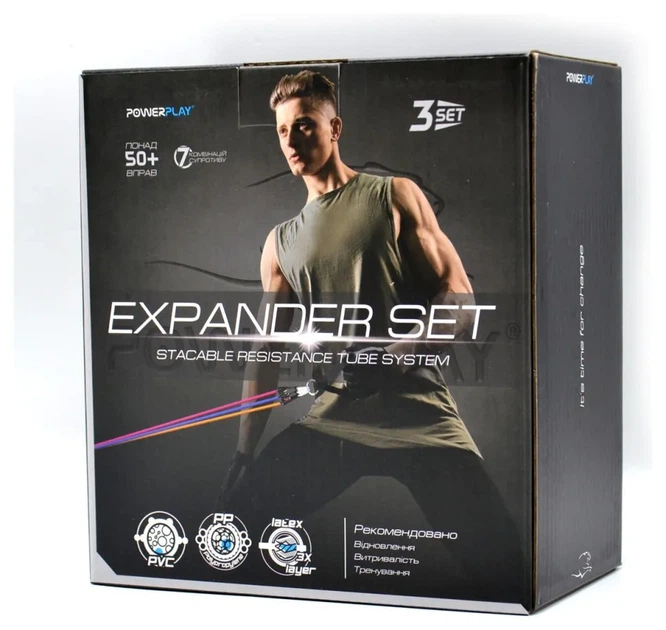 Набір трубчастих еспандерів PowerPlay PP-4101 Expander Tube Set 3шт. (До 18,2 кг.) (PP_PP-4101_3set) - Фото 9 Набір трубчастих еспандерів PowerPlay PP-4101 Expander Tube Set 3шт. (До 18,2 кг.) (PP_PP-4101_3set) - зображення 9
