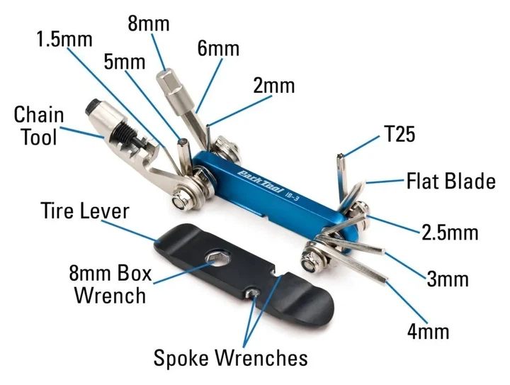 Мультитул Park Tool IB-3 I-Beam 1.5/2/2.5/3/4/5/6/8, Т25, викрутка, вичавки ланцюга, борт. лопатка (TOO-B9-02) - изображение 3