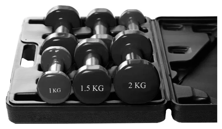 Набір гантелей у кейсі 9 кг. PowerPlay 4121 Fitness Dumbells (2шт.*1кг. 2шт.*1,5кг. 2шт.*2кг.) (PP_PP_4121_9kg) - Фото 3 Набір гантелей у кейсі 9 кг. PowerPlay 4121 Fitness Dumbells (2шт.*1кг. 2шт.*1,5кг. 2шт.*2кг.) (PP_PP_4121_9kg) - изображение 3