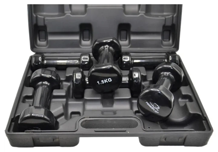 Набір гантелей у кейсі 9 кг. PowerPlay 4121 Fitness Dumbells (2шт.*1кг. 2шт.*1,5кг. 2шт.*2кг.) (PP_PP_4121_9kg) - Фото 5 Набір гантелей у кейсі 9 кг. PowerPlay 4121 Fitness Dumbells (2шт.*1кг. 2шт.*1,5кг. 2шт.*2кг.) (PP_PP_4121_9kg) - изображение 5
