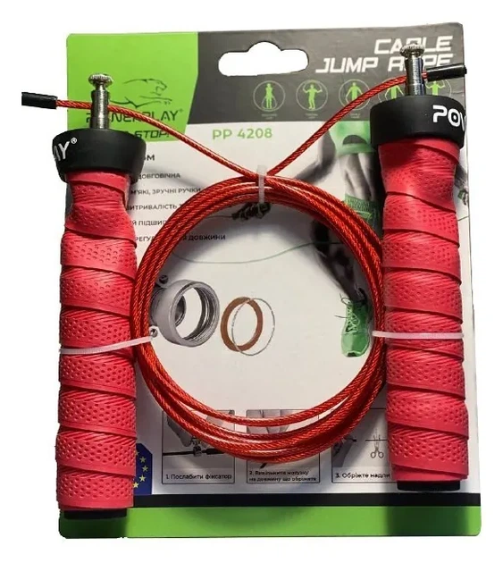 Скакалка швидкісна на підшипниках PowerPlay 4208 Fitness Jump Rope Червона (3m.) (PP_PP_4208_Red) - изображение 10